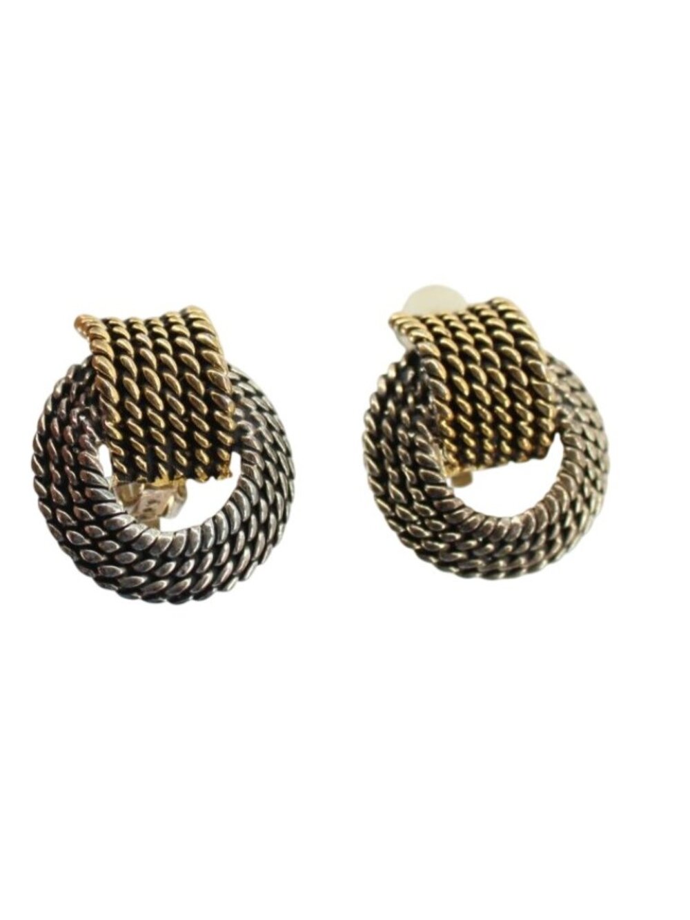 2 Tone Statement Earrings Clip On Fashion Vintage Costume Jewelry 94508
